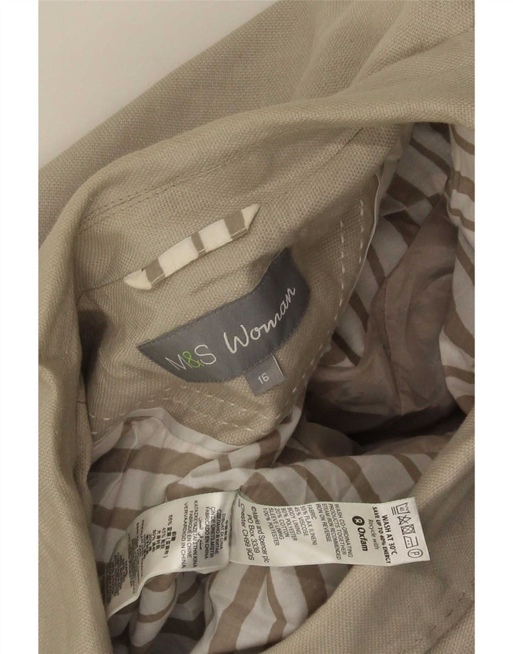 Marks & Spencer Γυναικείο Μπουφάν Blazer με 3 κουμπιά UK 16 Large Green Flax