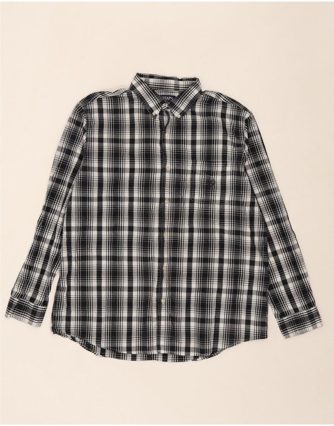 CHAPS Mens Big & Tall Shirt XL Black Check Cotton Vintage Chaps and Second-Hand Chaps from Messina Hembry 