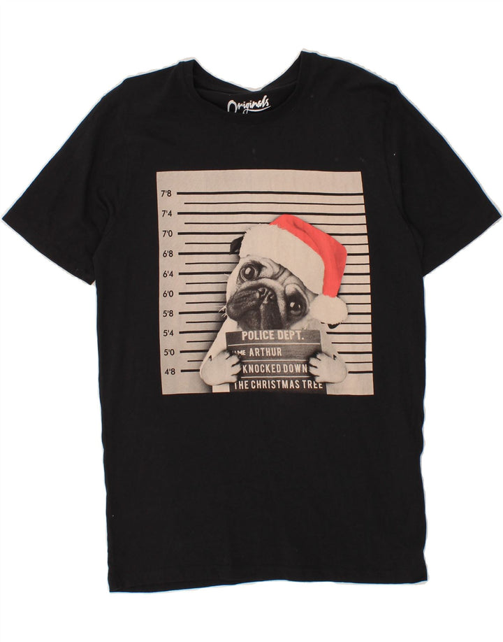JACK & JONES Mens Graphic T-Shirt Top Medium Black Cotton Vintage Jack & Jones and Second-Hand Jack & Jones from Messina Hembry 