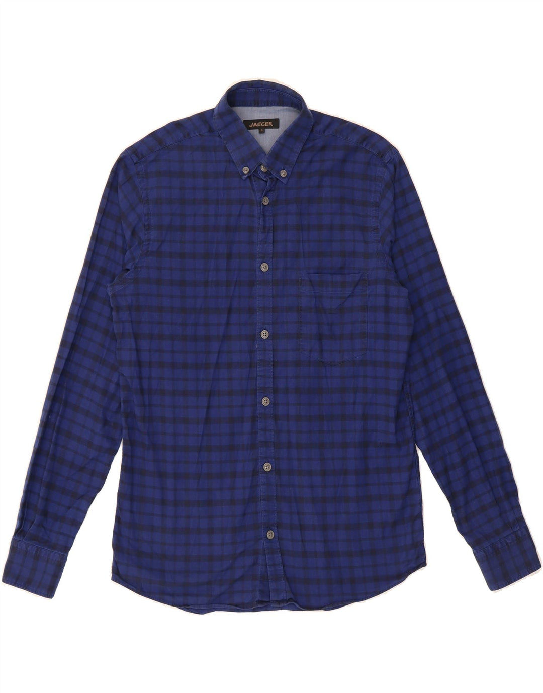 JAEGER Mens Shirt Small Blue Check Cotton Vintage Jaeger and Second-Hand Jaeger from Messina Hembry 