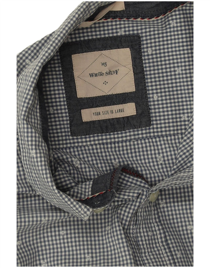 White Stuff Ανδρικό πουκάμισο Classic Fit Μεγάλο μπλε βαμβακερό Gingham