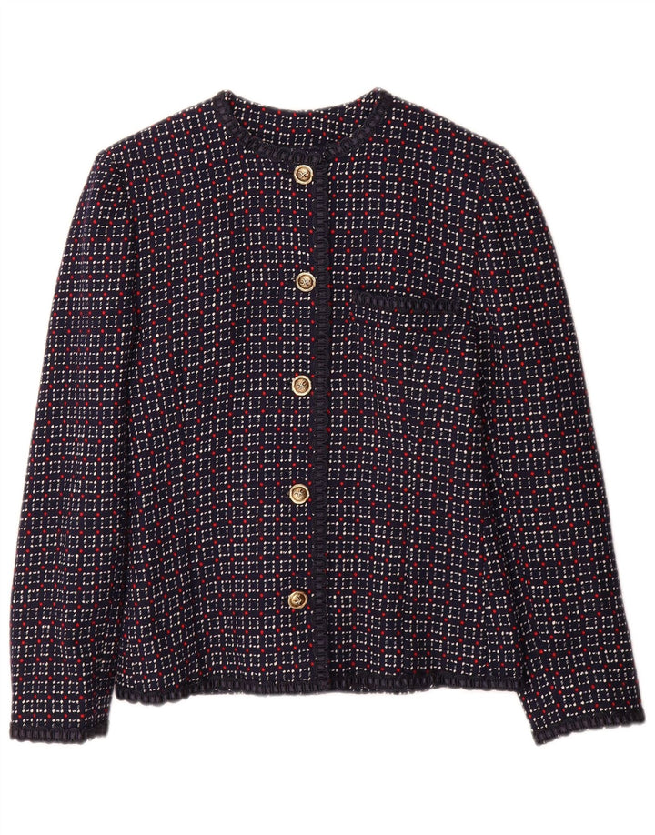 Vintage γυναικείο μπουφάν σακάκι με 5 κουμπιά UK 10 Small Navy Blue Check