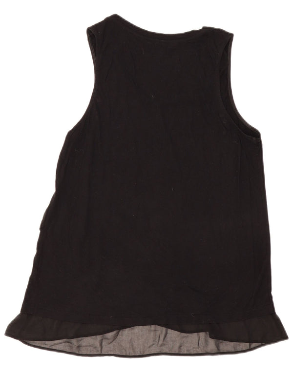 DESIGUAL Womens Longline Sleeveless Blouse Top UK 14 Large Black Floral