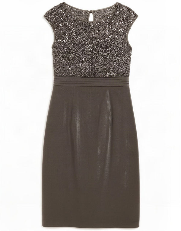 Gina Bacconi Womens Sleeveless Lace Sheath Dress UK 12 Medium Grey Viscose