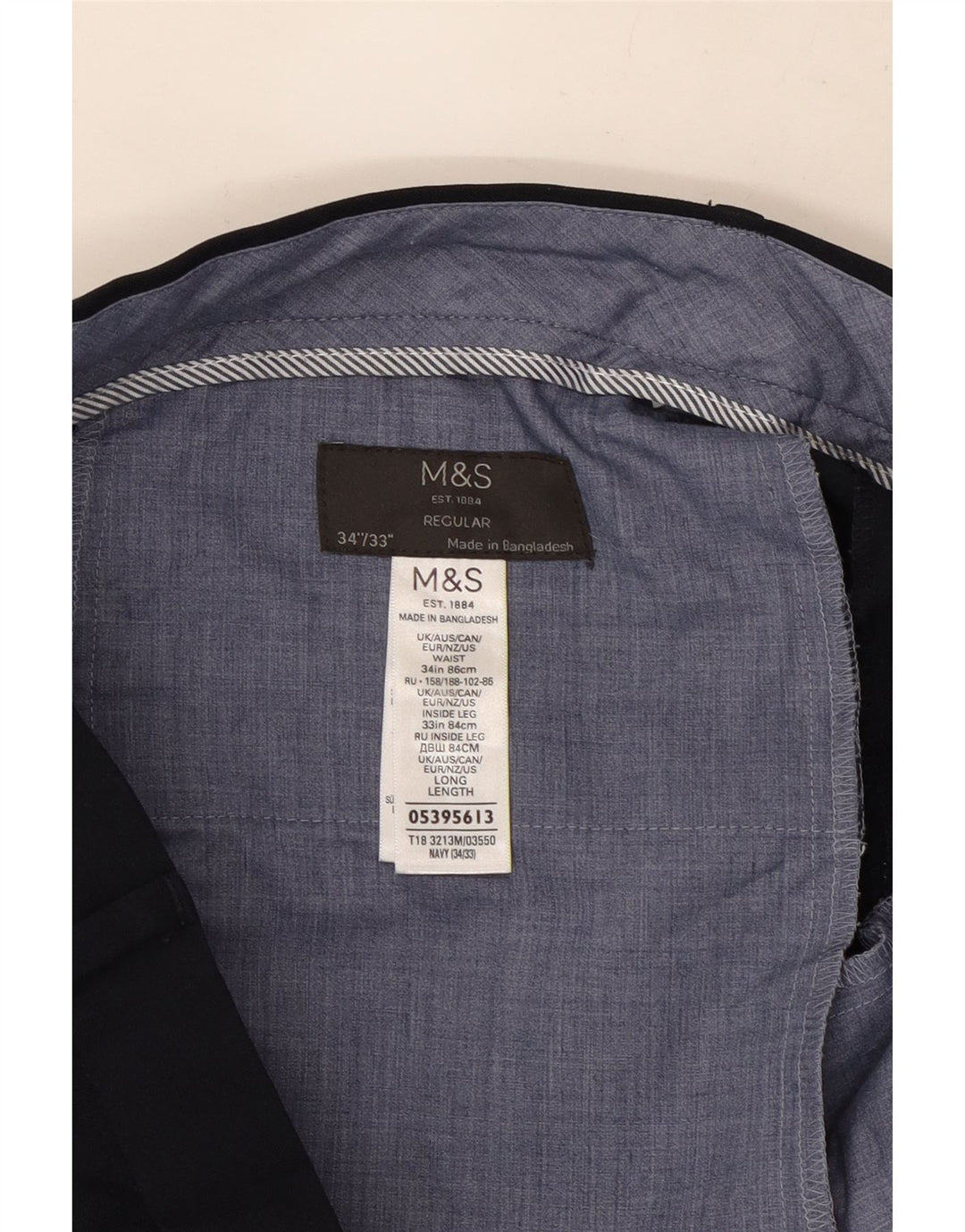 Marks & Spencer Ανδρικό ίσιο κανονικό παντελόνι W34 L33 Navy Blue