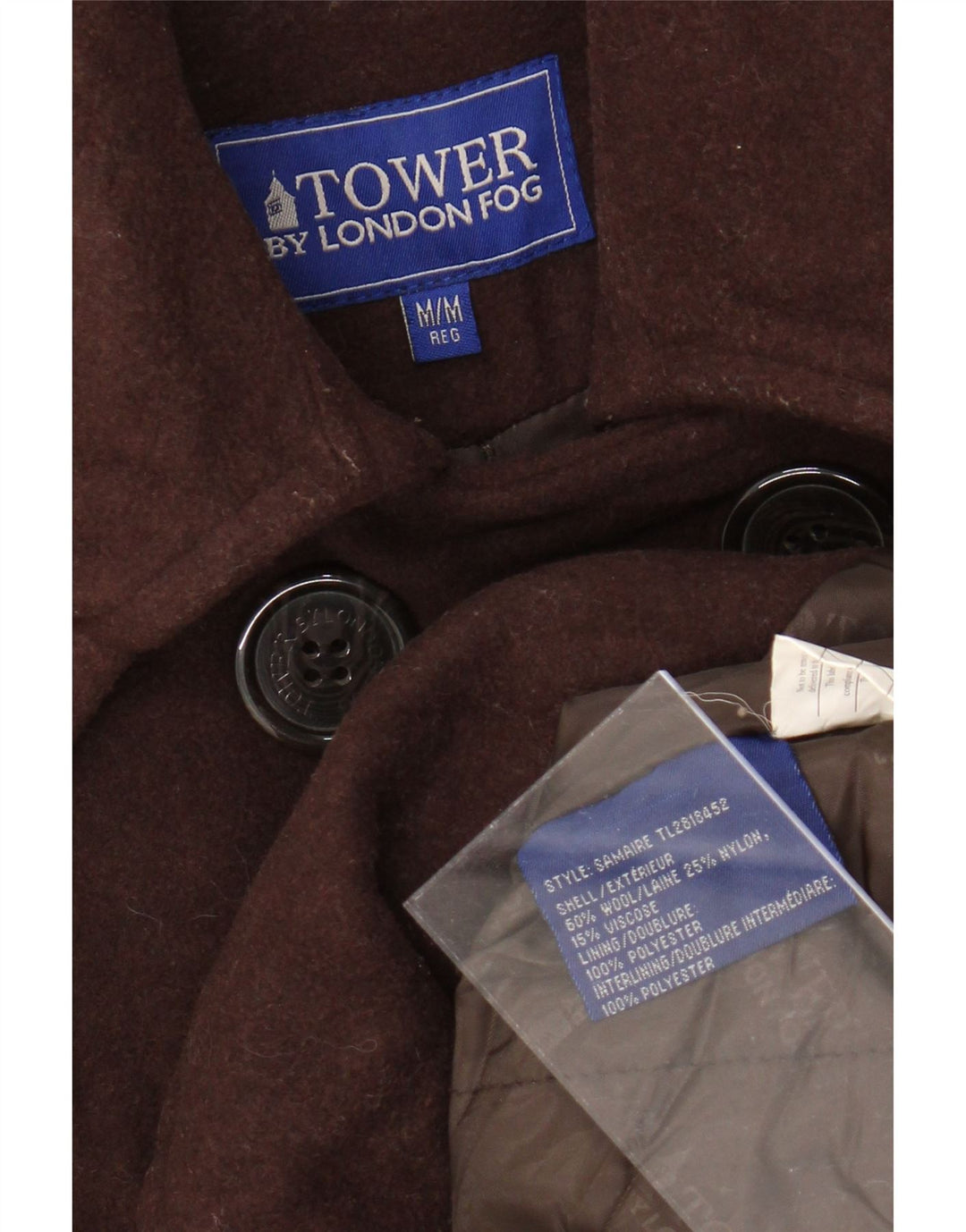 LONDON FOG Γυναικείο παλτό μπιζελιού UK 14 Μεσαίο καφέ μαλλί