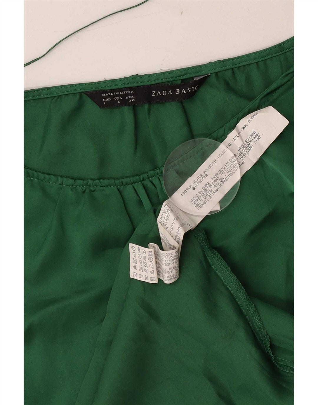 Zara Γυναικεία Μπλούζα Τοπ UK 14 Large Green Polyester