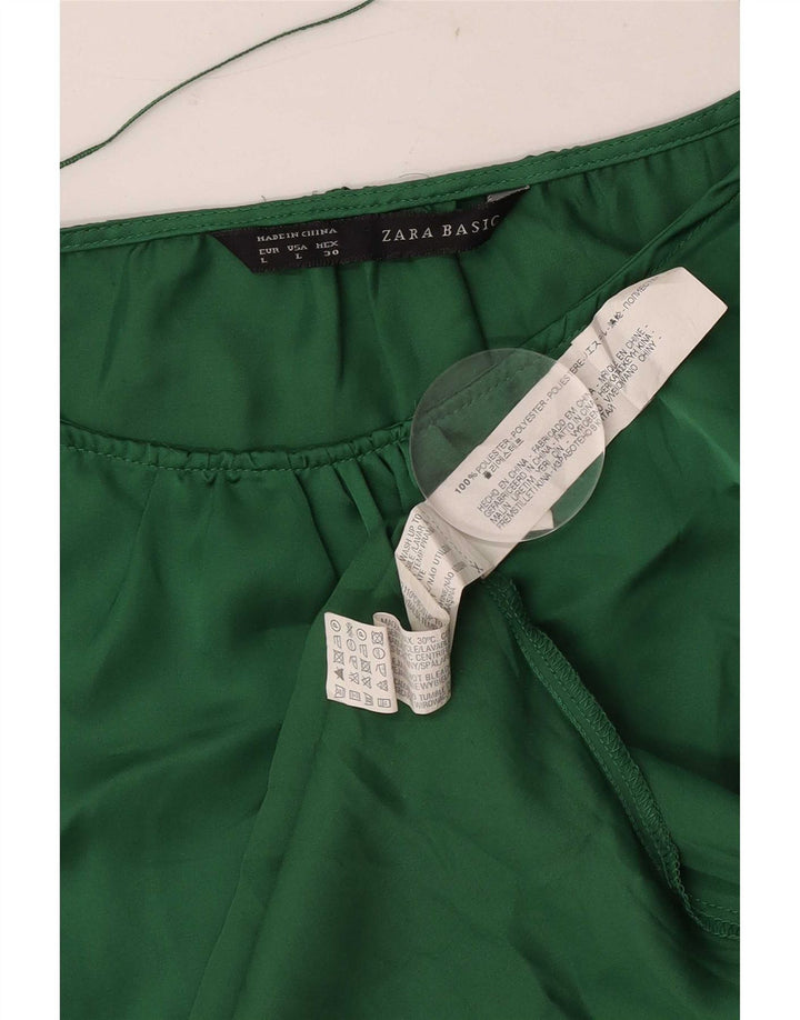 Zara Γυναικεία Μπλούζα Τοπ UK 14 Large Green Polyester