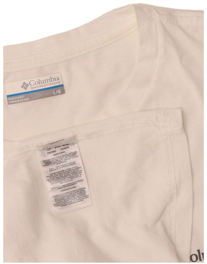 Ανδρικό γραφικό T-Shirt Columbia Top μεγάλο λευκό βαμβακερό