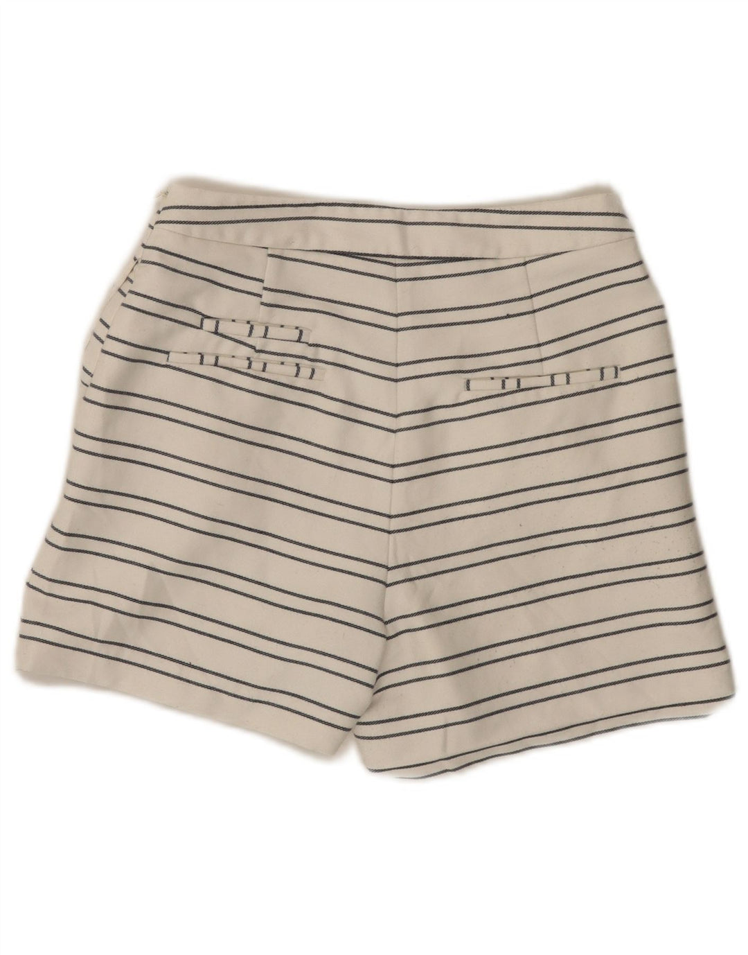 Zara Γυναικείο Ψηλόμεσο Σορτς Chino Small W26 Λευκό ριγέ πολυεστέρα