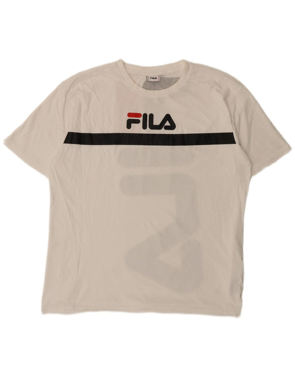 Ανδρικό γραφικό T-Shirt Fila Top XL Λευκό Colourblock Βαμβακερό