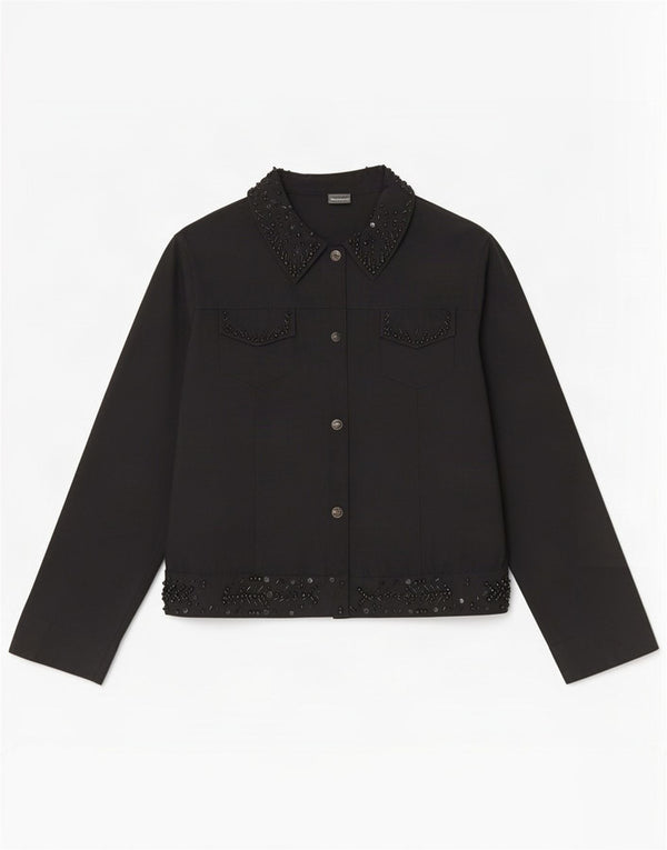 Roccobarocco Womens Bomber Jacket IT 46 Large Black Cotton