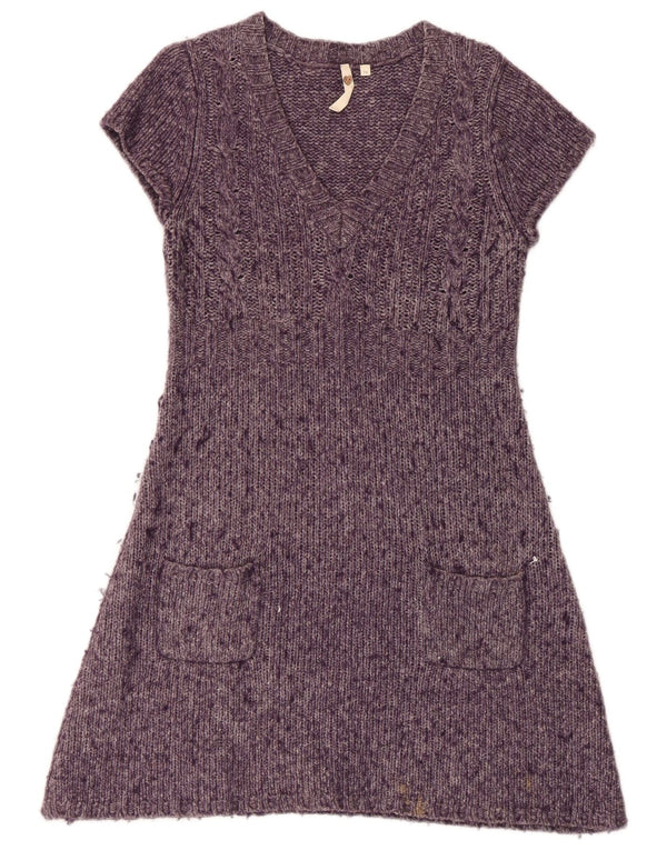 White Stuff Γυναικείο κοντομάνικο φόρεμα UK 14 Medium Purple Flecked
