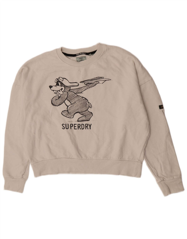 Superdry Γυναικεία Φούτερ με γραφικά υπερμεγέθη Jumper UK 16 Large White