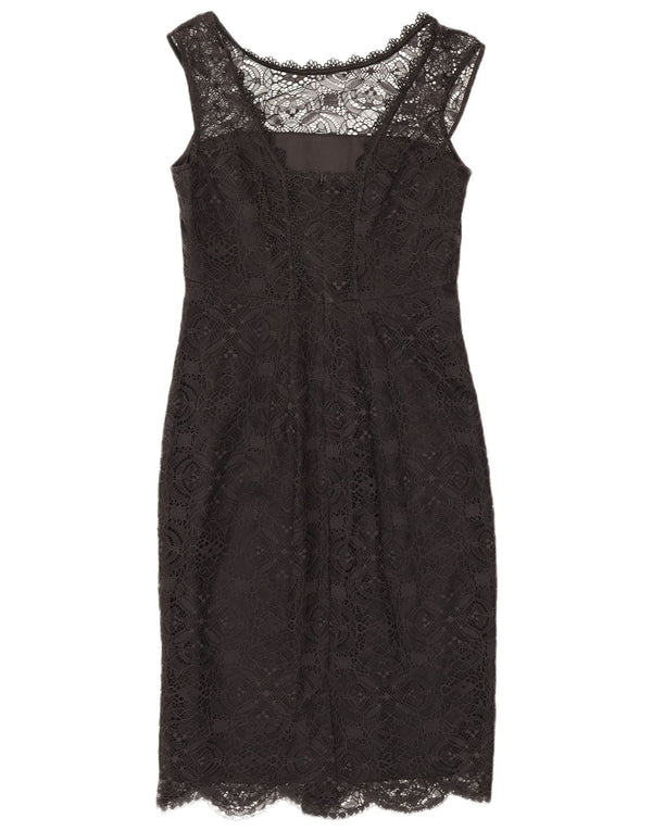 Monsoon Γυναικείο Αμάνικο Bodycon Φόρεμα UK 10 Small Black Floral Nylon