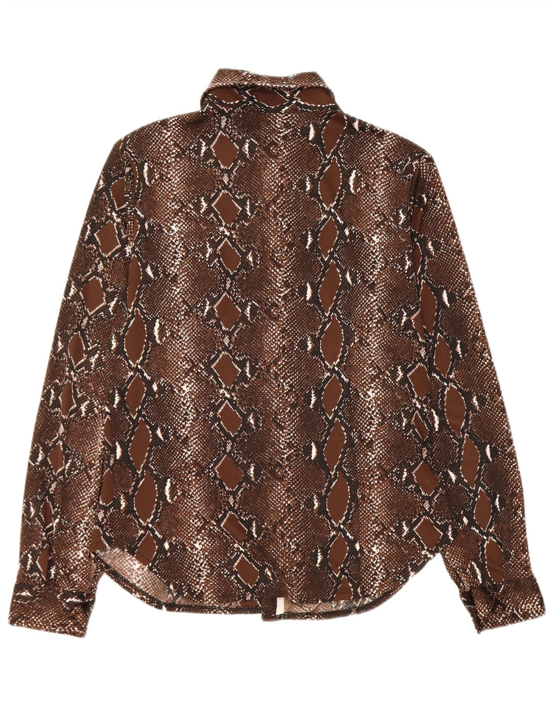 Vintage γυναικείο πουκάμισο μπλούζα UK 12 Medium καφέ Animal Print Polyester