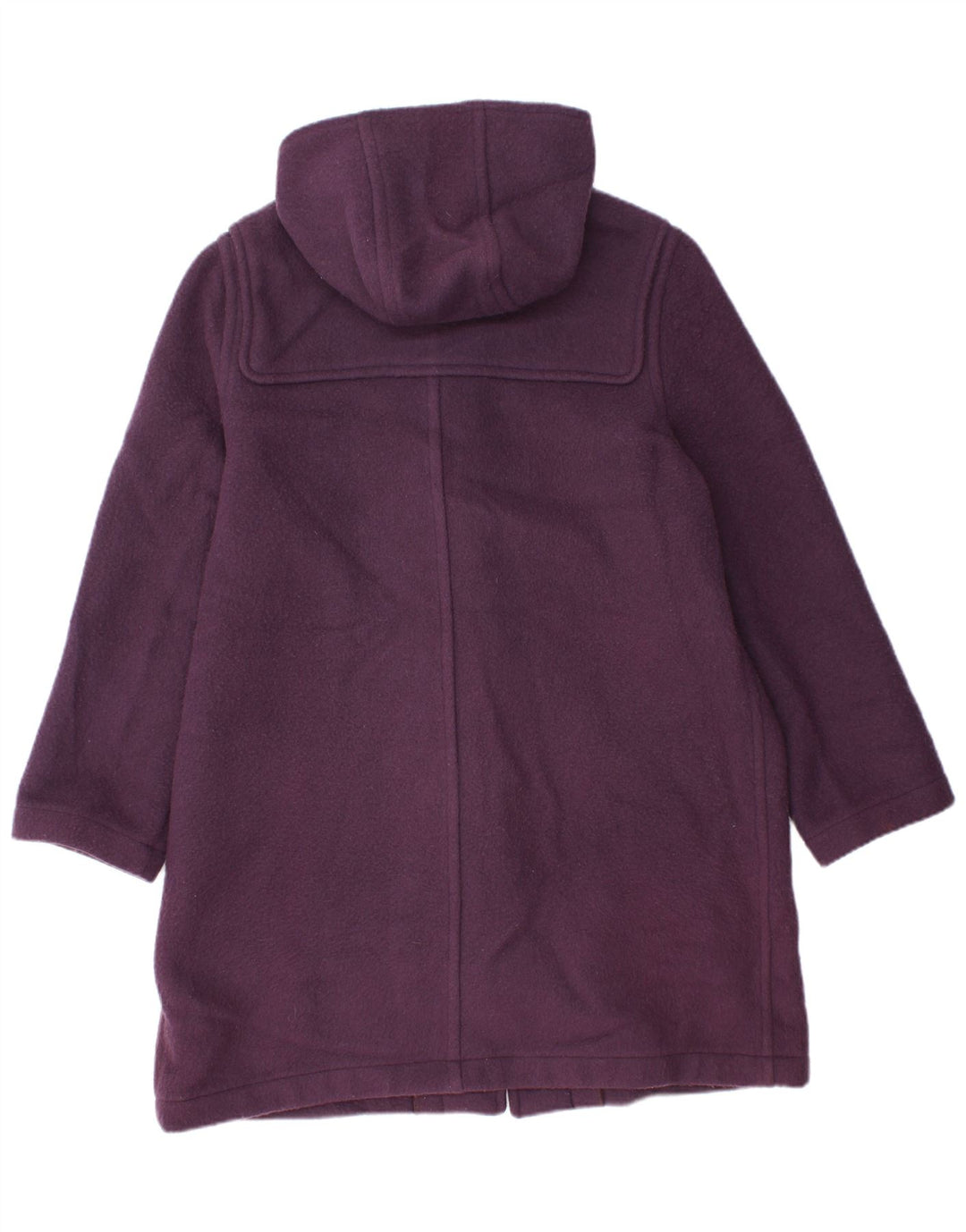 Vintage γυναικείο παλτό Duffle με κουκούλα UK 14 Μεγάλο μωβ μαλλί
