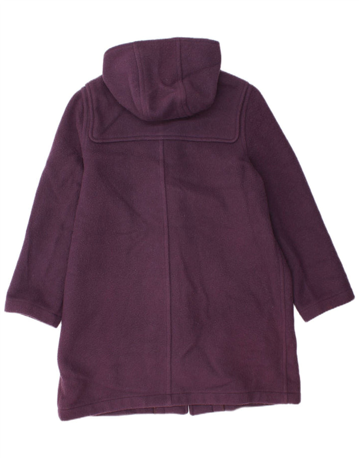 Vintage γυναικείο παλτό Duffle με κουκούλα UK 14 Μεγάλο μωβ μαλλί