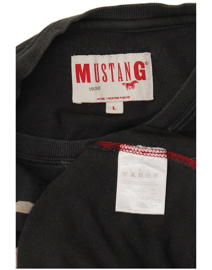 Ανδρικό γραφικό φούτερ Mustang Jumper μεγάλο μαύρο βαμβακερό