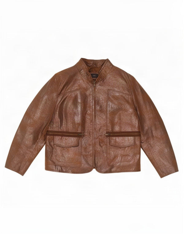BVS Womens Leather Jacket EU 43 Large Brown