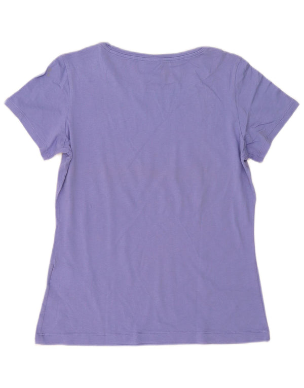 Champion Womens Heritage Fit Graphic T-Shirt Top UK 14 Large Purple Cotton