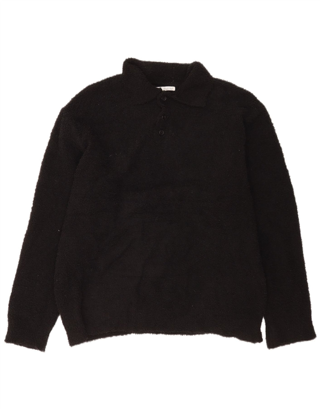 Zara Ανδρικό Polo Neck Fleece Jumper XL Μαύρος πολυεστέρας