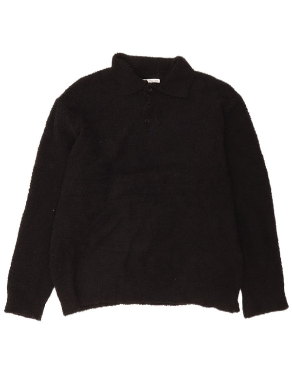 Zara Ανδρικό Polo Neck Fleece Jumper XL Μαύρος πολυεστέρας