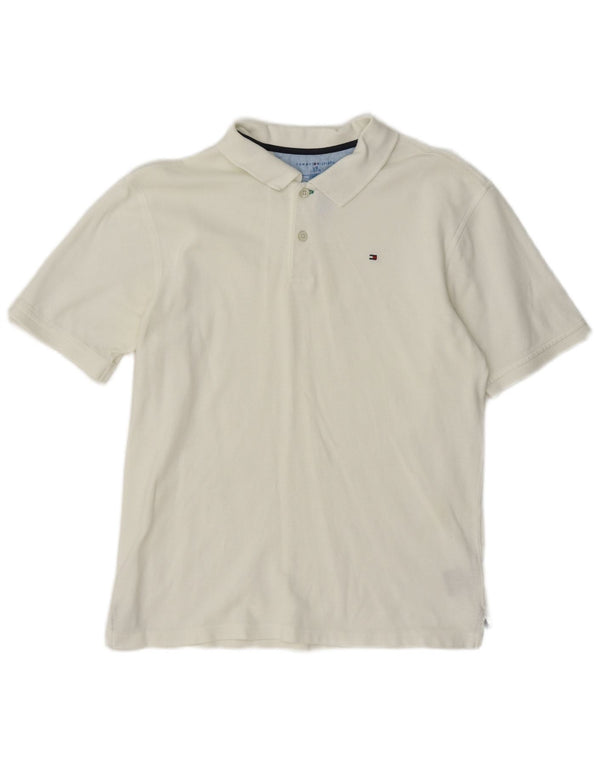 Tommy Hilfiger Boys Polo πουκάμισο 12-13 ετών μεγάλο λευκό βαμβακερό