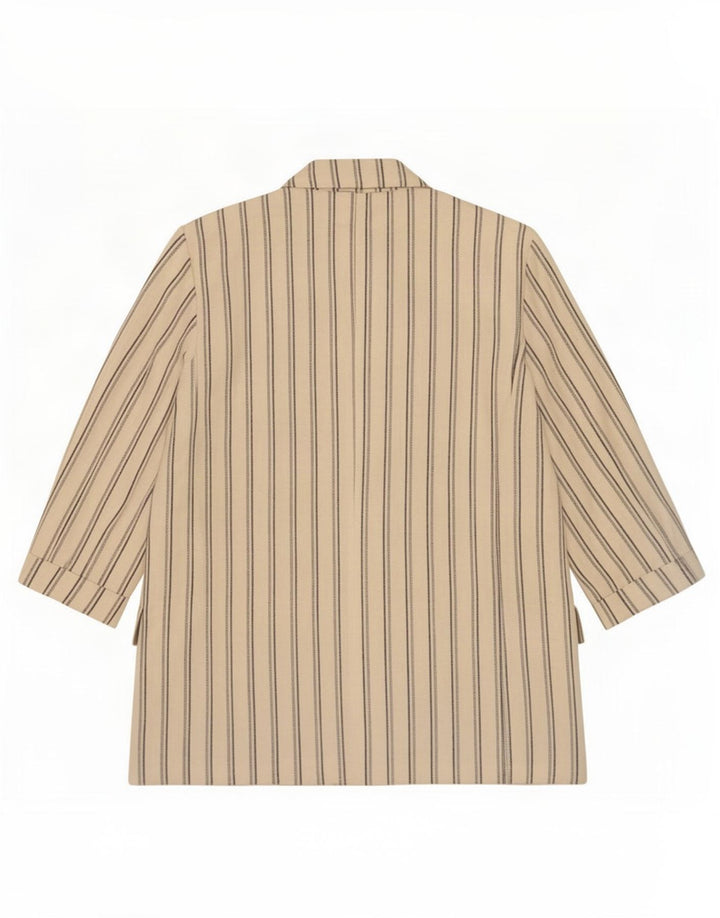 Zara γυναικείο 3/4 μανίκι μπλέιζερ μπουφάν UK 10 Small Off White ριγέ