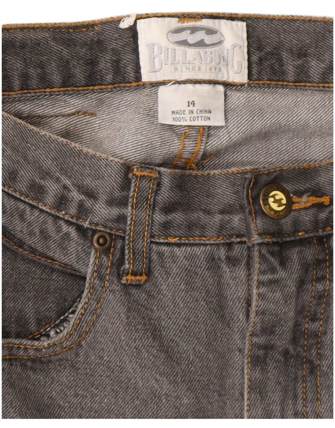 Billabong Girls High Waist Loose Jeans 13-14 ετών W28 L25 Γκρι βαμβακερό