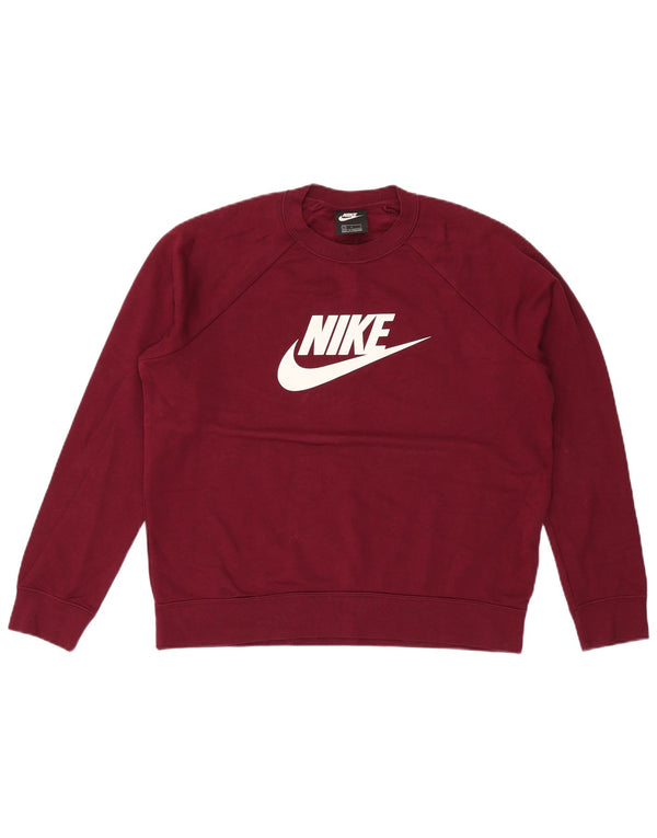 Γυναικεία γραφική φούτερ Nike Jumper UK 16 Μεγάλο βαμβακερό μπορντό