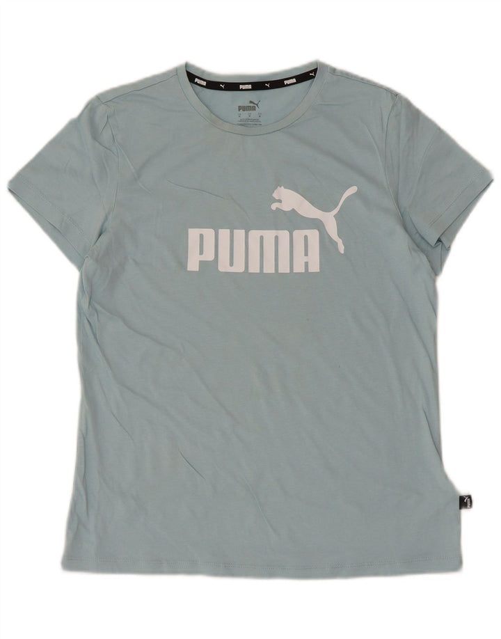 Puma Γυναικείο T-Shirt Top UK 12 μεσαίου μπλε βαμβακερό