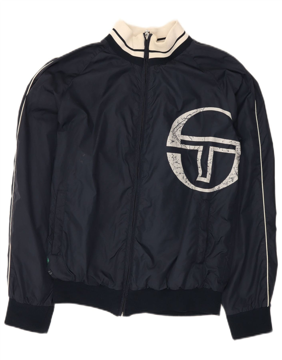 Sergio Tacchini Ανδρική φόρμα γυμναστικής με γραφικά τοπ μπουφάν Μικρό Navy Blue Polyamide