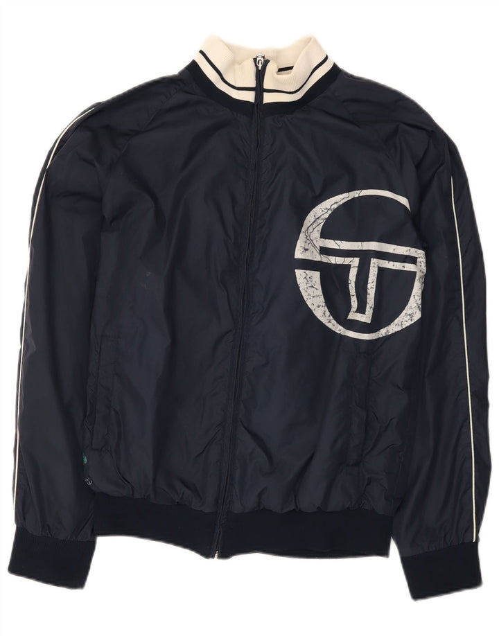 Sergio Tacchini Ανδρική φόρμα γυμναστικής με γραφικά τοπ μπουφάν Μικρό Navy Blue Polyamide