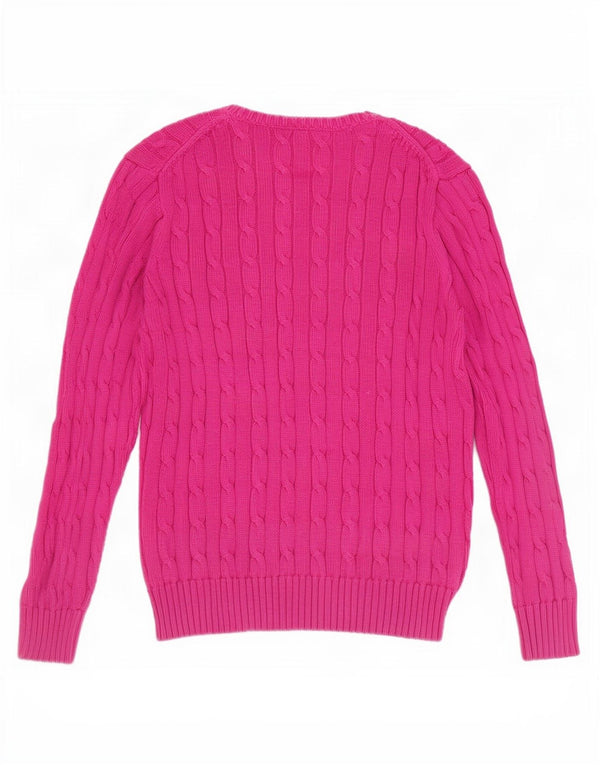Polo Ralph Lauren Γυναικείο πουλόβερ με λαιμόκοψη UK 12 μεσαίο ροζ βαμβακερό