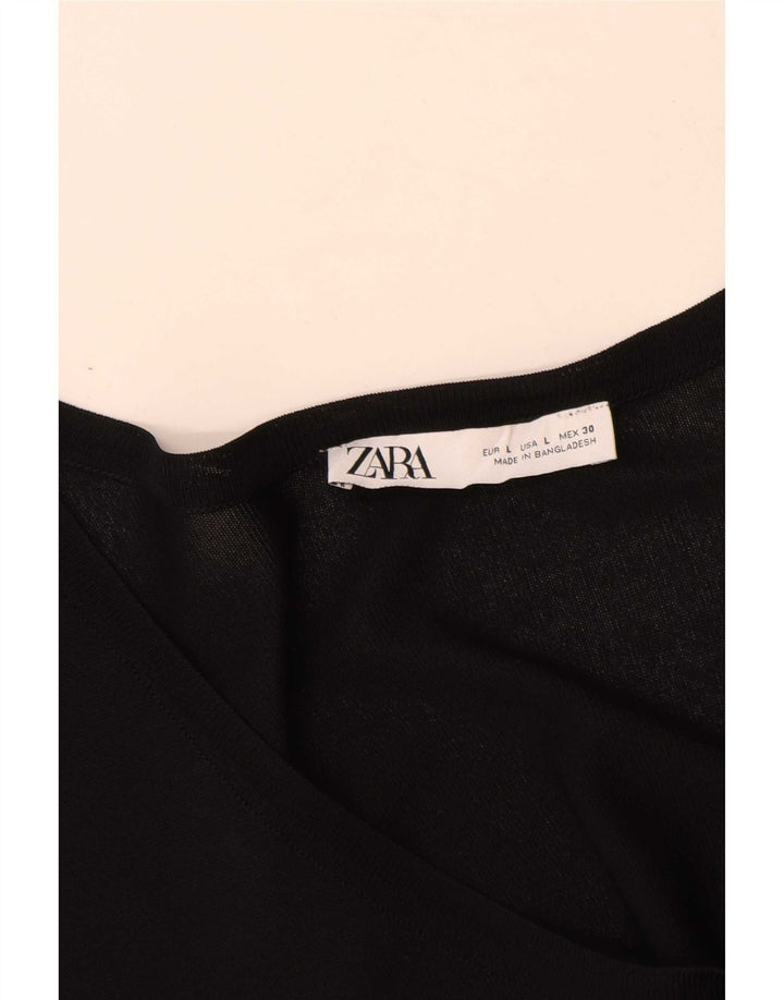Zara Γυναικείο T-Shirt Top UK 16 Large Black