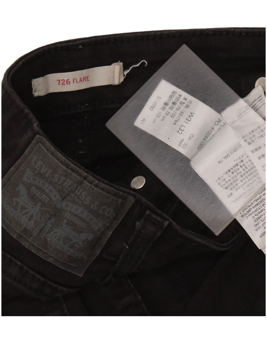 LEVI'S Γυναικείο Τζιν 726 Flared W31 L32 Μαύρο βαμβακερό