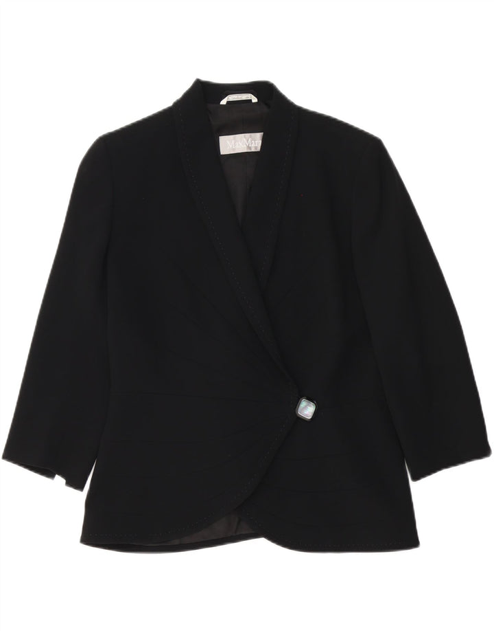 Max Mara γυναικείο μπουφάν 3/4 μανίκι 1 κουμπί UK 12 μέτριο μαύρο ρεγιόν