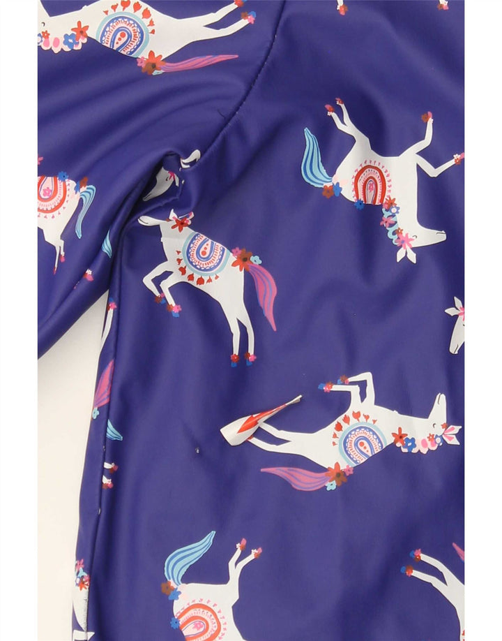 Joules Girls Abstract Pattern Rain Jacket 7-8 Years Blue Animal Print