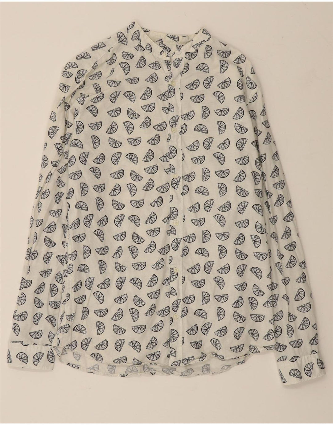 JACK & JONES Mens Abstract Pattern Slim Shirt Small Beige Cotton Vintage Jack & Jones and Second-Hand Jack & Jones from Messina Hembry 