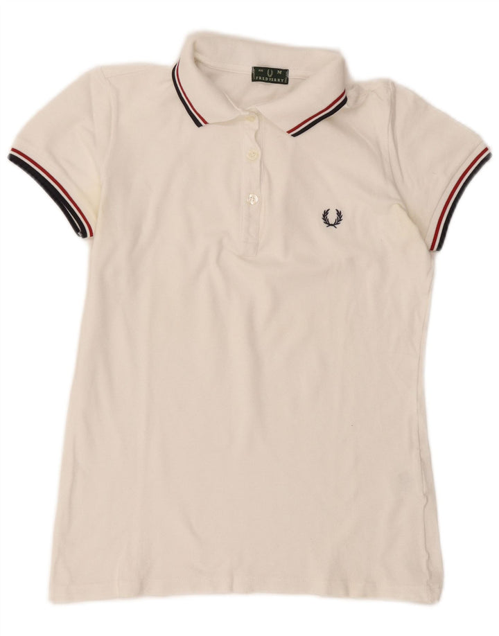 Fred Perry Γυναικείο Πόλο Μπλουζάκι UK 14 Μεσαίο λευκό βαμβακερό