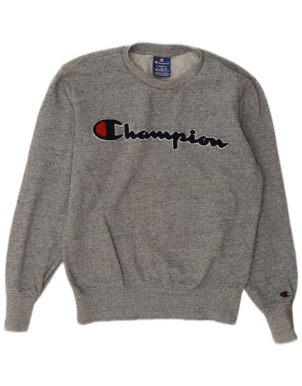 Champion Womens Graphic Oversized Φούτερ Jumper UK 6 XS Grey Flecked