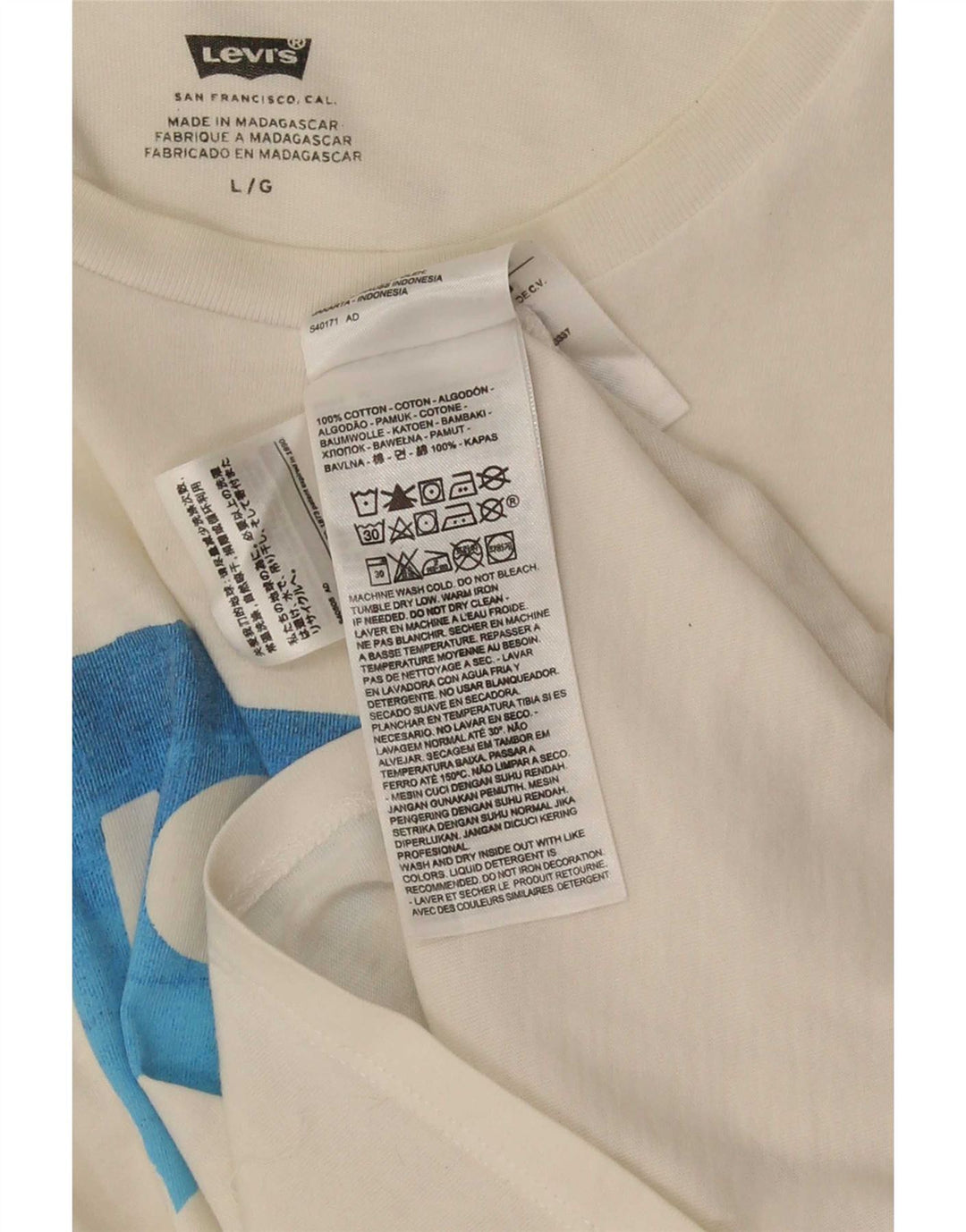 Ανδρικό γραφικό T-Shirt Levi's Top μεγάλο λευκό βαμβακερό