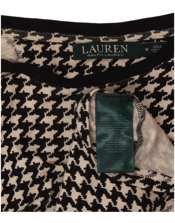 Γυναικεία μπλούζα Ralph Lauren τοπ βρετανικό 12 μεσαίο μαύρο βαμβακερό Houndstooth