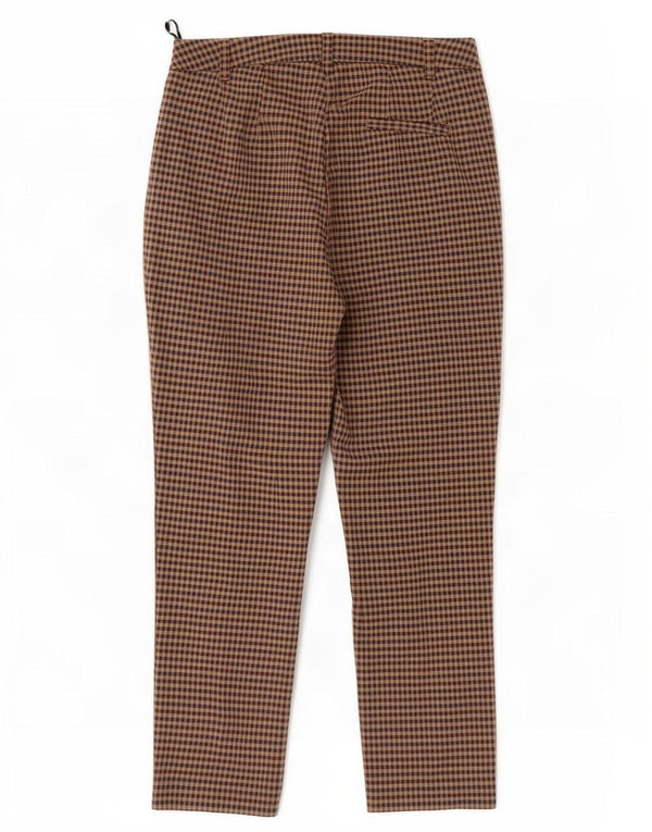 Marks & Spencer Womens Cropped Trousers UK 10 Small W27 L25 Brown Gingham