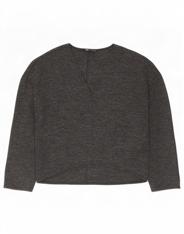 Zara Γυναικεία Μπλούζα Oversized Top UK 10 Small Grey Flecked Polyester