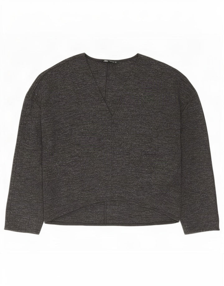 Zara Γυναικεία Μπλούζα Oversized Top UK 10 Small Grey Flecked Polyester