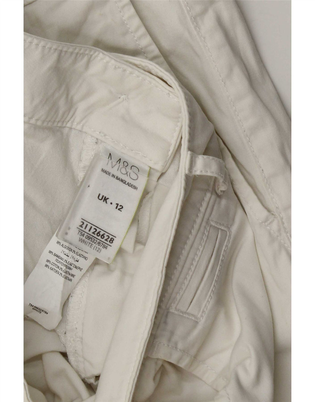 Marks & Spencer Γυναικείο Slim παντελόνι Chino UK 12 Medium W32 L30 White