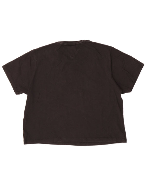 Tommy Hilfiger Γυναικείο T-Shirt Top UK 16 Large μαύρο βαμβακερό