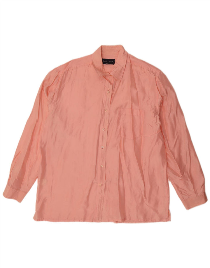 Vintage γυναικείο υπερμεγέθη πουκάμισο UK 14 Medium Pink Silk